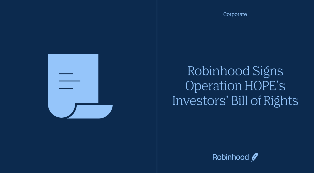 Robinhood Signs Operation HOPE’s Investors’ Bill of Rights